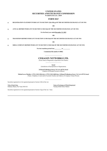 Thumbnail Ceragon Networks 20-F Annual Report 2015