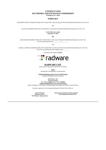 Thumbnail Radware 20-F Annual Report 2015