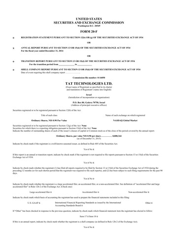 Vorschaubild TAT Technologies 20-F Jahresbericht 2015