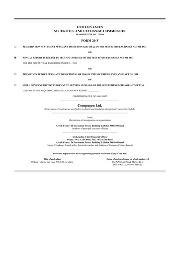 Thumbnail Compugen 20-F Annual Report 2016