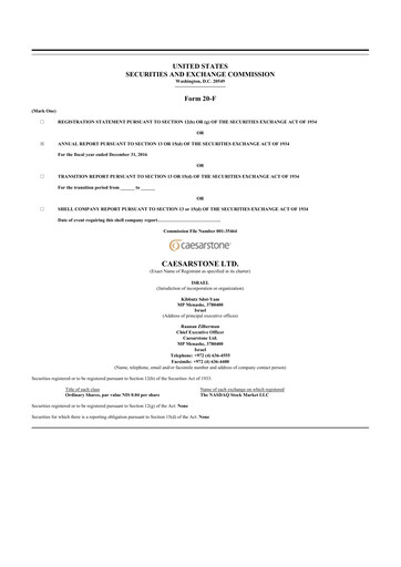 Thumbnail Caesarstone
 20-F Annual Report 2016