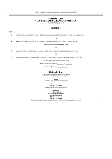 Vorschaubild BioLineRx 20-F Jahresbericht 