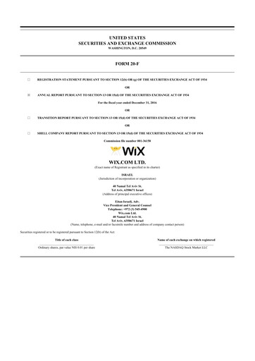 Thumbnail Wix.com 20-F Annual Report 2016