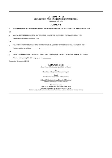 Thumbnail RADCOM 20-F Annual Report 2016