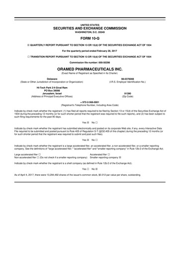 Thumbnail Oramed Pharmaceuticals 10-Q Quarterly Report FY2017 