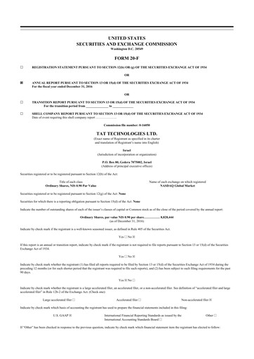 Vorschaubild TAT Technologies 20-F Jahresbericht 2016