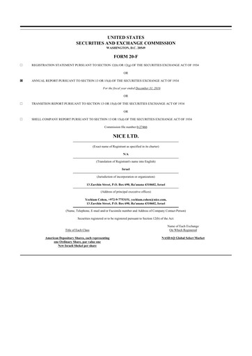 Thumbnail NICE 20-F Annual Report 2016