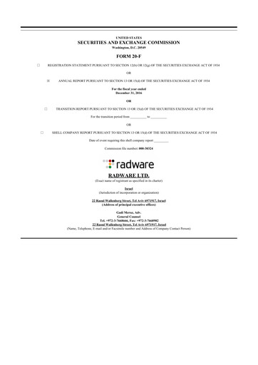 Thumbnail Radware 20-F Annual Report 2016