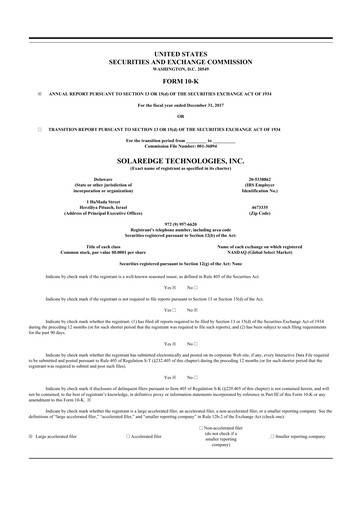 Thumbnail SolarEdge 10-K Annual Report 2017