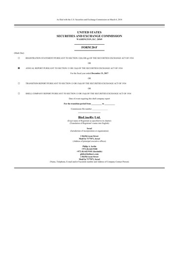 Vorschaubild BioLineRx 20-F Jahresbericht 2017