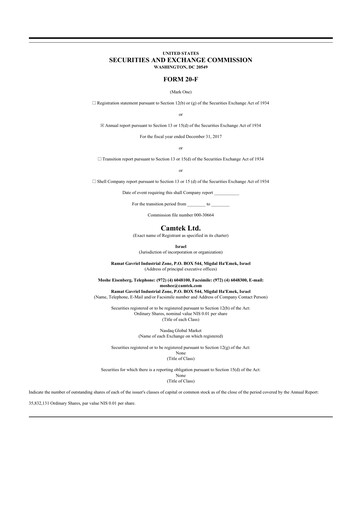 Thumbnail Camtek 20-F Annual Report 2017