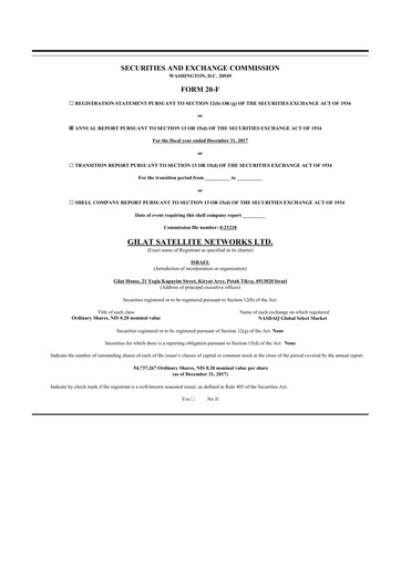Thumbnail Gilat Satellite Networks 20-F Annual Report 2017
