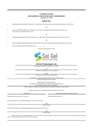 Miniature Sol-Gel Technologies 20-F Rapport annuel 2017