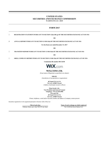 Thumbnail Wix.com 20-F Annual Report 2017