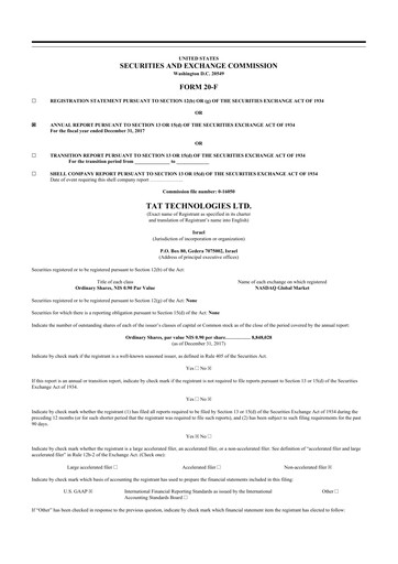 Vorschaubild TAT Technologies 20-F Jahresbericht 2017