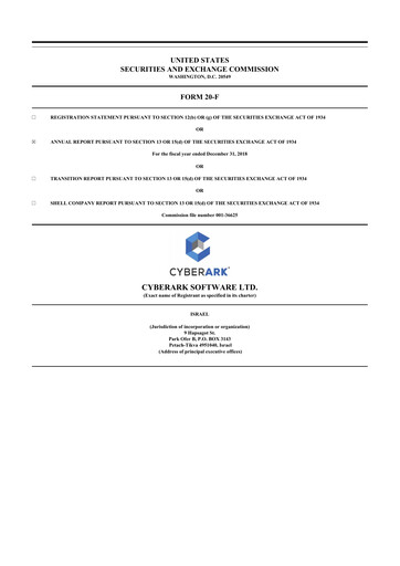 Thumbnail CyberArk Software 20-F Annual Report 2018