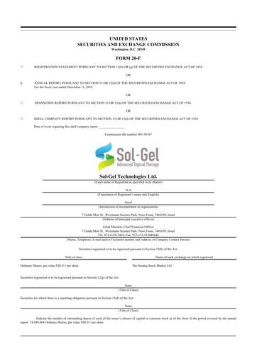 Miniature Sol-Gel Technologies 20-F Rapport annuel 2018