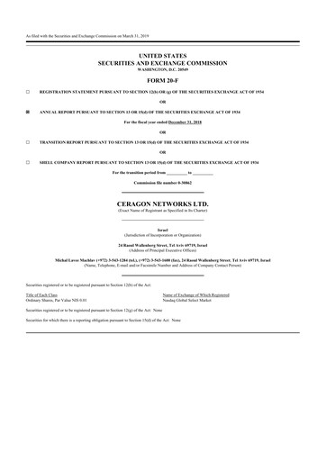 Thumbnail Ceragon Networks 20-F Annual Report 2018