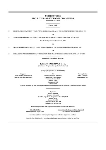 Thumbnail Kenon Holdings 20-F Annual Report 2018