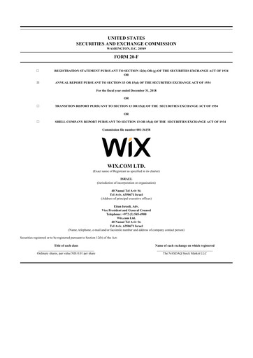 Thumbnail Wix.com 20-F Annual Report 2018