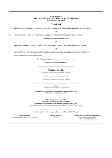 Thumbnail Compugen 20-F Annual Report 2019