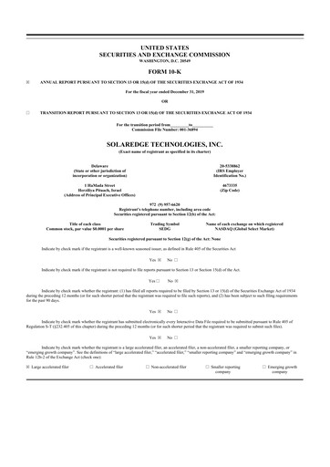 Thumbnail SolarEdge 10-K Annual Report 2019