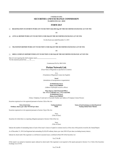 Thumbnail Perion Network 20-F Annual Report 2019