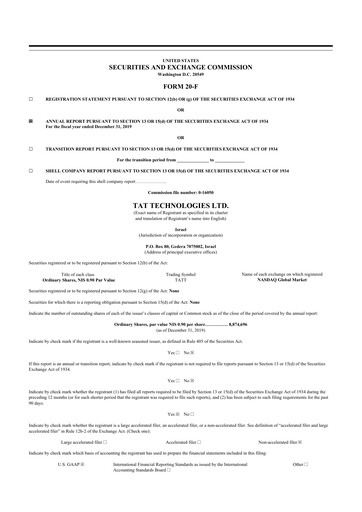 Vorschaubild TAT Technologies 20-F Jahresbericht 2019
