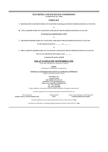 Thumbnail Gilat Satellite Networks 20-F Annual Report 2019