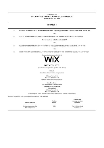 Thumbnail Wix.com 20-F Annual Report 2019
