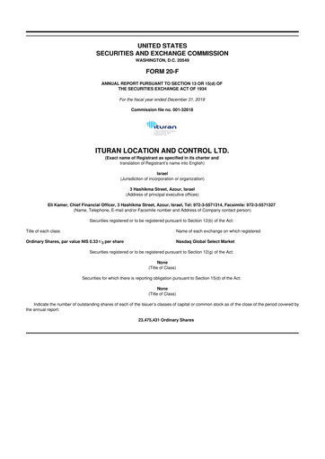 Thumbnail Ituran 20-F Annual Report 2019