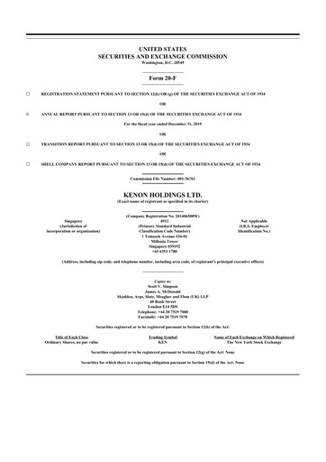 Thumbnail Kenon Holdings 20-F Annual Report 2019