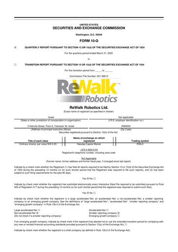 Miniature Lifeward 10-Q Rapport trimestriel 2020 