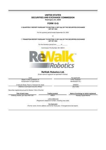 Miniature Lifeward 10-Q Rapport trimestriel 2020 