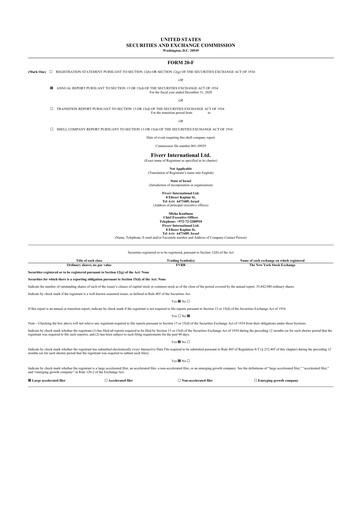 Thumbnail Fiverr 20-F Annual Report 2020