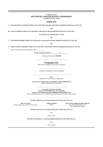 Thumbnail Compugen 20-F Annual Report 2020