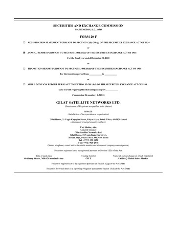 Thumbnail Gilat Satellite Networks 20-F Annual Report 2020