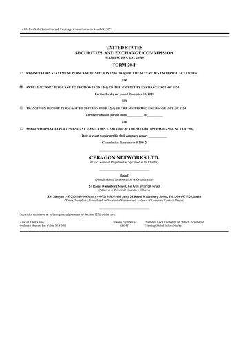 Thumbnail Ceragon Networks 20-F Annual Report 2020