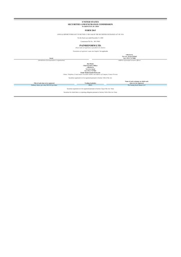 Vorschaubild PainReform 20-F Jahresbericht 2020
