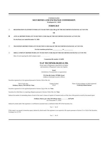 Vorschaubild TAT Technologies 20-F Jahresbericht 2020