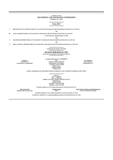 Thumbnail Kenon Holdings 20-F Annual Report 2020