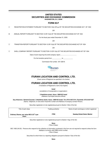 Thumbnail Ituran 20-F Annual Report 2020