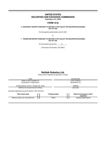 Miniature Lifeward 10-Q Rapport trimestriel 2021 