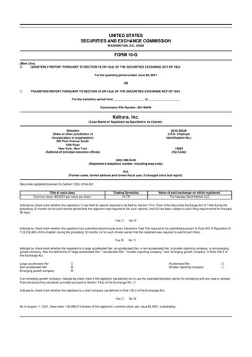 Thumbnail Kaltura 10-Q Quarterly Report FY2021 