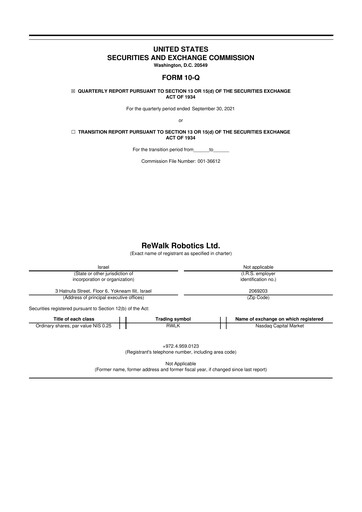 Miniature Lifeward 10-Q Rapport trimestriel 2021 
