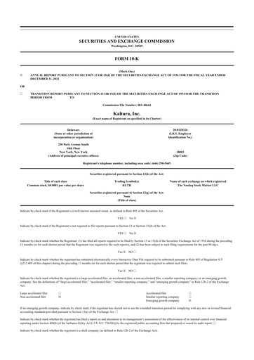 Thumbnail Kaltura 10-K Annual Report 2021