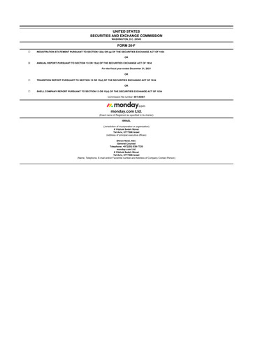 Thumbnail monday.com 20-F Annual Report 2021