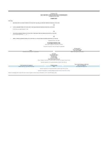 Vorschaubild PainReform 20-F Jahresbericht 2021