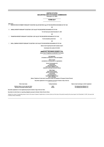 Miniature Innoviz Technologies 20-F Rapport annuel 2021