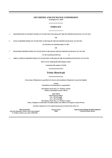 Thumbnail Trinity Biotech
 20-F Annual Report 2021